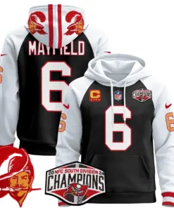 Baker Mayfield Tampa Bay Buccaneers Nike Throwback 2024 NFC South Division Champions Patch Stitched Pullover Hoodie - Orange - Image 8