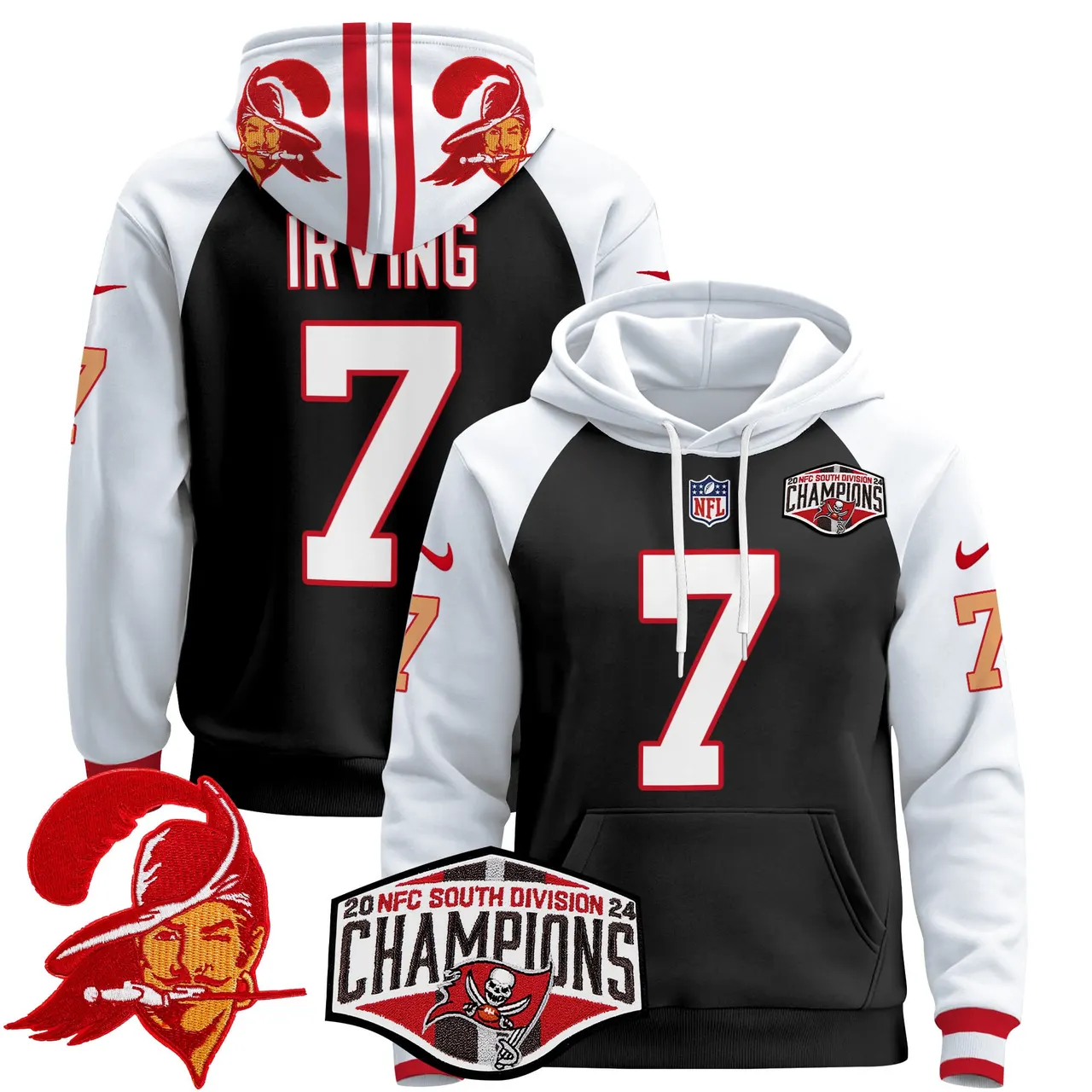 Baker Mayfield Tampa Bay Buccaneers Nike Throwback 2024 NFC South Division Champions Patch Stitched Pullover Hoodie - Orange - Image 9