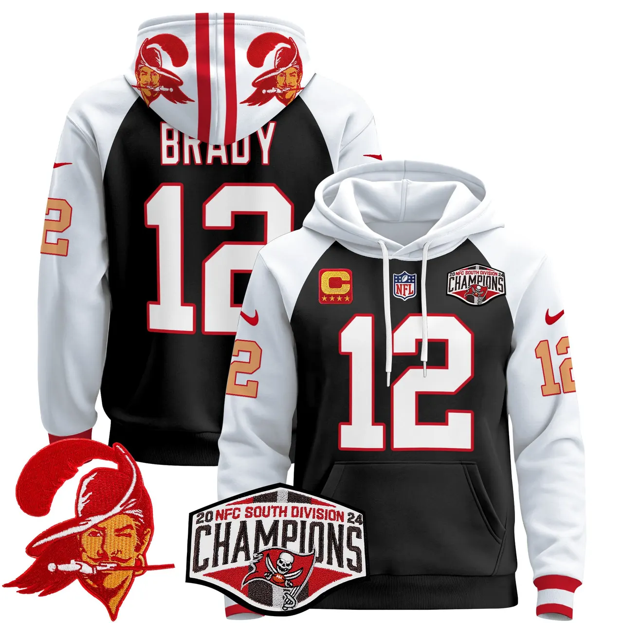 Baker Mayfield Tampa Bay Buccaneers Nike Throwback 2024 NFC South Division Champions Patch Stitched Pullover Hoodie - Orange - Image 10