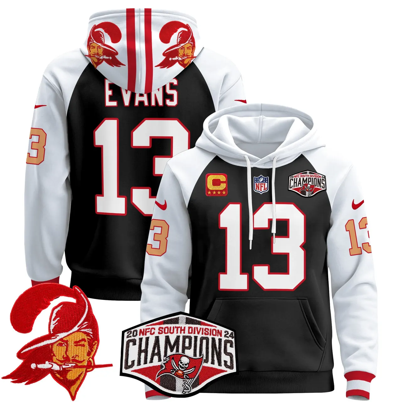 Baker Mayfield Tampa Bay Buccaneers Nike Throwback 2024 NFC South Division Champions Patch Stitched Pullover Hoodie - Orange - Image 11