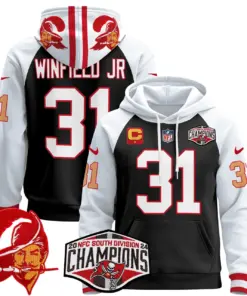 Baker Mayfield Tampa Bay Buccaneers Nike Throwback 2024 NFC South Division Champions Patch Stitched Pullover Hoodie - Orange - Image 14