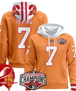 Baker Mayfield Tampa Bay Buccaneers Nike Throwback 2024 NFC South Division Champions Patch Stitched Pullover Hoodie - Orange - Image 16
