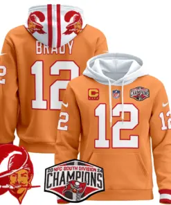 Baker Mayfield Tampa Bay Buccaneers Nike Throwback 2024 NFC South Division Champions Patch Stitched Pullover Hoodie - Orange - Image 17