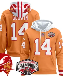 Baker Mayfield Tampa Bay Buccaneers Nike Throwback 2024 NFC South Division Champions Patch Stitched Pullover Hoodie - Orange - Image 19