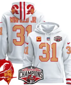 Baker Mayfield Tampa Bay Buccaneers Nike Throwback 2024 NFC South Division Champions Patch Stitched Pullover Hoodie - Orange - Image 28