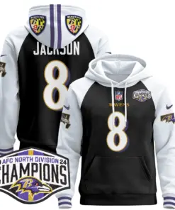 Alternative view of Derrick Henry Baltimore Ravens Nike 2024 AFC North Division Champions Patch Stitched Pullover Hoodie V2 - Black