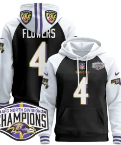 Derrick Henry Baltimore Ravens Nike 2024 AFC North Division Champions Patch Stitched Pullover Hoodie V2 - Black - Image 7