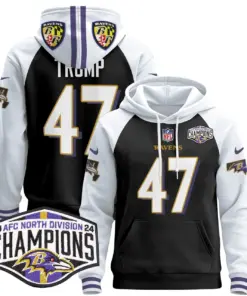 Derrick Henry Baltimore Ravens Nike 2024 AFC North Division Champions Patch Stitched Pullover Hoodie V2 - Black - Image 10