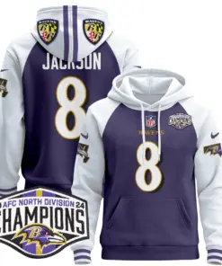 Derrick Henry Baltimore Ravens Nike 2024 AFC North Division Champions Patch Stitched Pullover Hoodie V2 - Black - Image 12