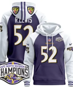 Derrick Henry Baltimore Ravens Nike 2024 AFC North Division Champions Patch Stitched Pullover Hoodie V2 - Black - Image 16