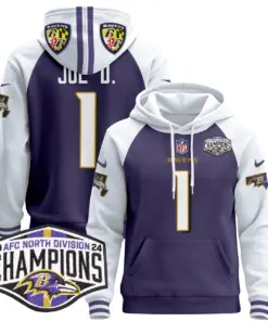 Derrick Henry Baltimore Ravens Nike 2024 AFC North Division Champions Patch Stitched Pullover Hoodie V2 - Black - Image 19
