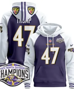 Derrick Henry Baltimore Ravens Nike 2024 AFC North Division Champions Patch Stitched Pullover Hoodie V2 - Black - Image 20