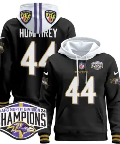 Derrick Henry Baltimore Ravens Nike 2024 AFC North Division Champions Patch Stitched Pullover Hoodie V2 - Black - Image 25