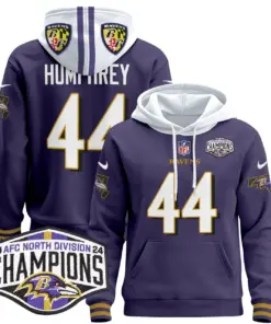 Derrick Henry Baltimore Ravens Nike 2024 AFC North Division Champions Patch Stitched Pullover Hoodie V2 - Black - Image 35