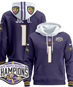 Derrick Henry Baltimore Ravens Nike 2024 AFC North Division Champions Patch Stitched Pullover Hoodie V2 - Black - Image 39