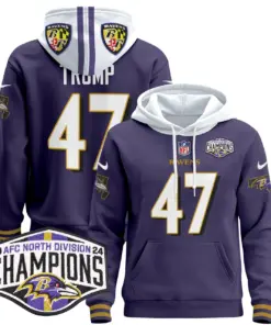 Derrick Henry Baltimore Ravens Nike 2024 AFC North Division Champions Patch Stitched Pullover Hoodie V2 - Black - Image 40