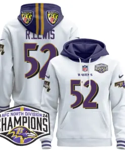 Derrick Henry Baltimore Ravens Nike 2024 AFC North Division Champions Patch Stitched Pullover Hoodie V2 - Black - Image 46