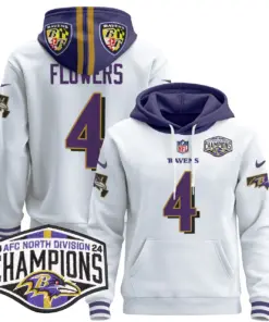 Derrick Henry Baltimore Ravens Nike 2024 AFC North Division Champions Patch Stitched Pullover Hoodie V2 - Black - Image 47