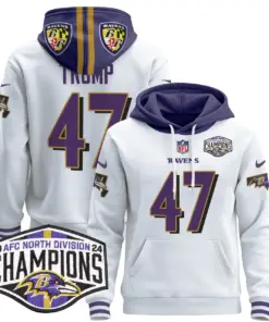 Derrick Henry Baltimore Ravens Nike 2024 AFC North Division Champions Patch Stitched Pullover Hoodie V2 - Black - Image 50