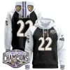 Derrick Henry Baltimore Ravens Nike 2024 AFC North Division Champions Patch Stitched Pullover Hoodie V2 - Black