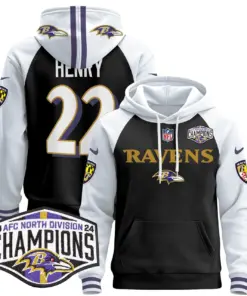 Derrick Henry Baltimore Ravens Nike 2024 AFC North Division Champions Patch Stitched Pullover Hoodie - Black