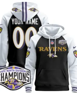 Baltimore Ravens Nike 2024 AFC North Division Champions Patch Custom Stitched Pullover Hoodie - Black
