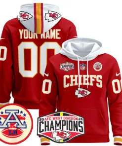 Kansas City Chiefs Nike 2024 AFC West Division Champions Custom Stitched Pullover Hoodie - Red