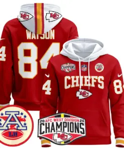Patrick Mahomes Kansas City Chiefs Nike 2024 AFC West Division Champions Stitched Pullover Hoodie - Red - Image 5