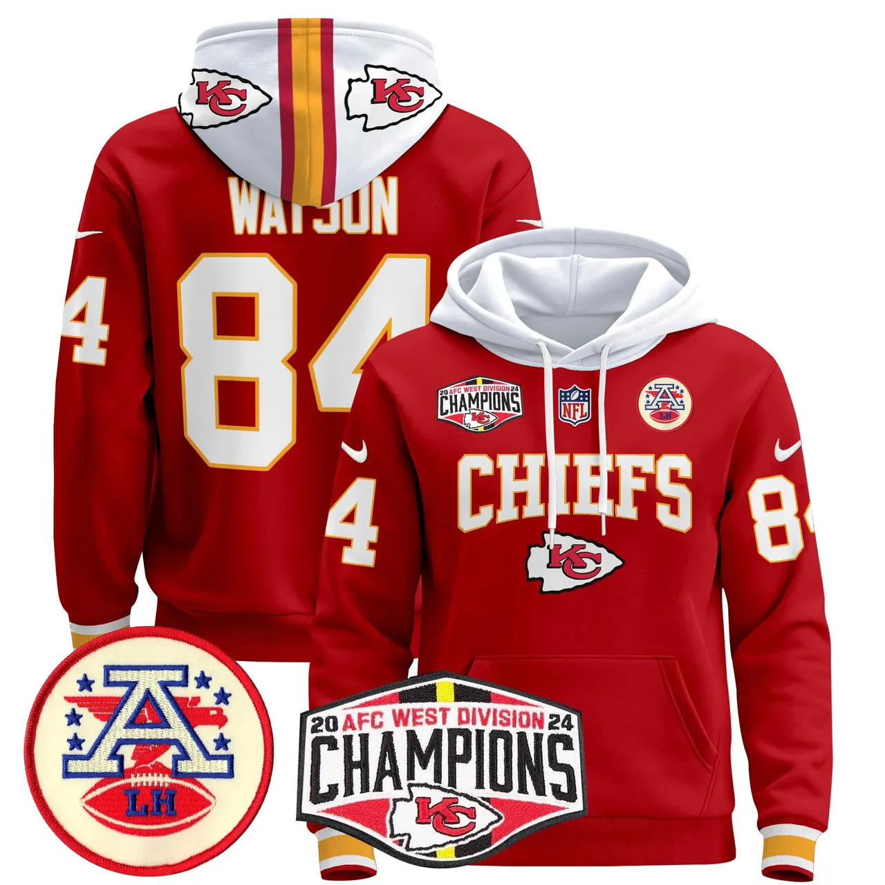 Patrick Mahomes Kansas City Chiefs Nike 2024 AFC West Division Champions Stitched Pullover Hoodie - Red - Image 5