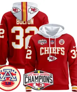 Patrick Mahomes Kansas City Chiefs Nike 2024 AFC West Division Champions Stitched Pullover Hoodie - Red - Image 6