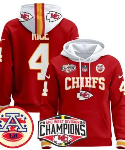 Patrick Mahomes Kansas City Chiefs Nike 2024 AFC West Division Champions Stitched Pullover Hoodie - Red - Image 7