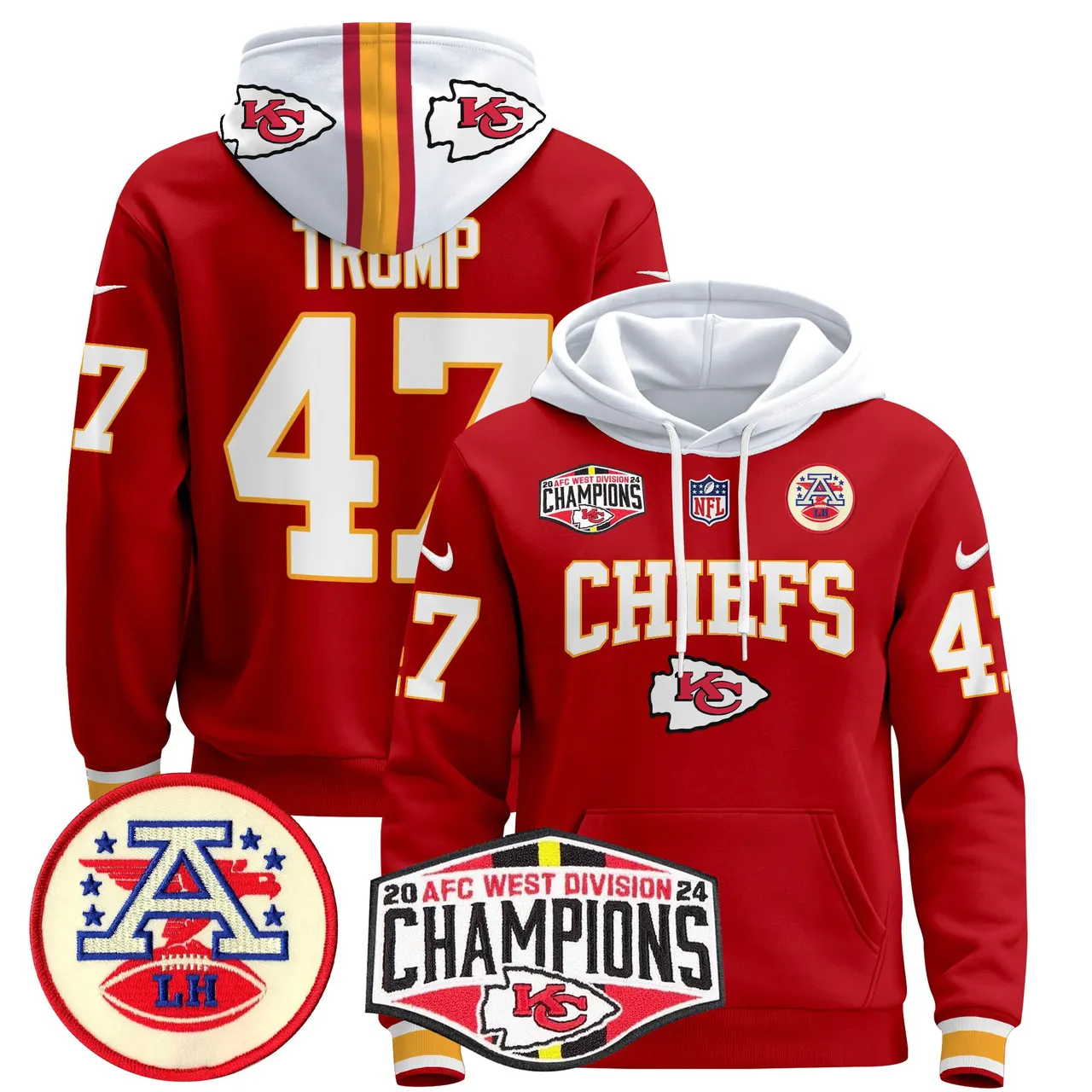 Patrick Mahomes Kansas City Chiefs Nike 2024 AFC West Division Champions Stitched Pullover Hoodie - Red - Image 9
