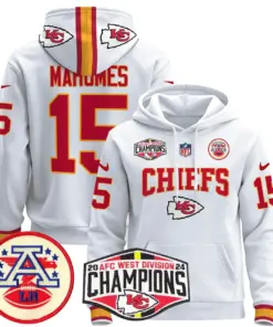 Patrick Mahomes Kansas City Chiefs Nike 2024 AFC West Division Champions Stitched Pullover Hoodie - Red - Image 10