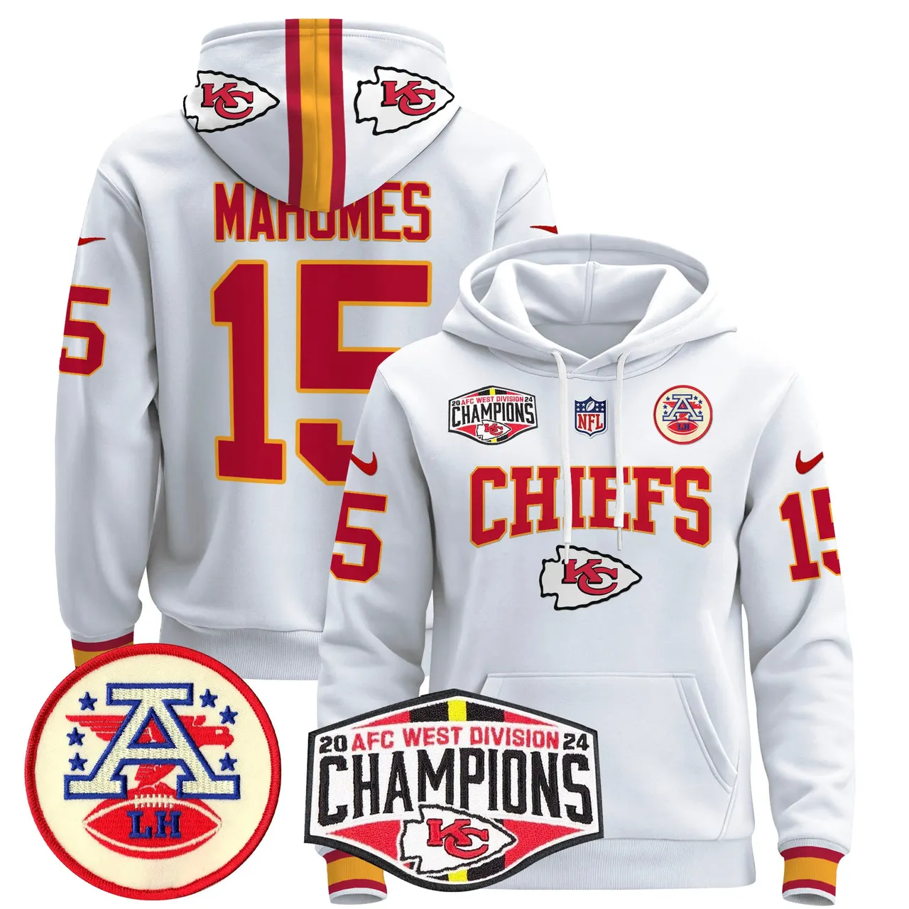 Patrick Mahomes Kansas City Chiefs Nike 2024 AFC West Division Champions Stitched Pullover Hoodie - Red - Image 10