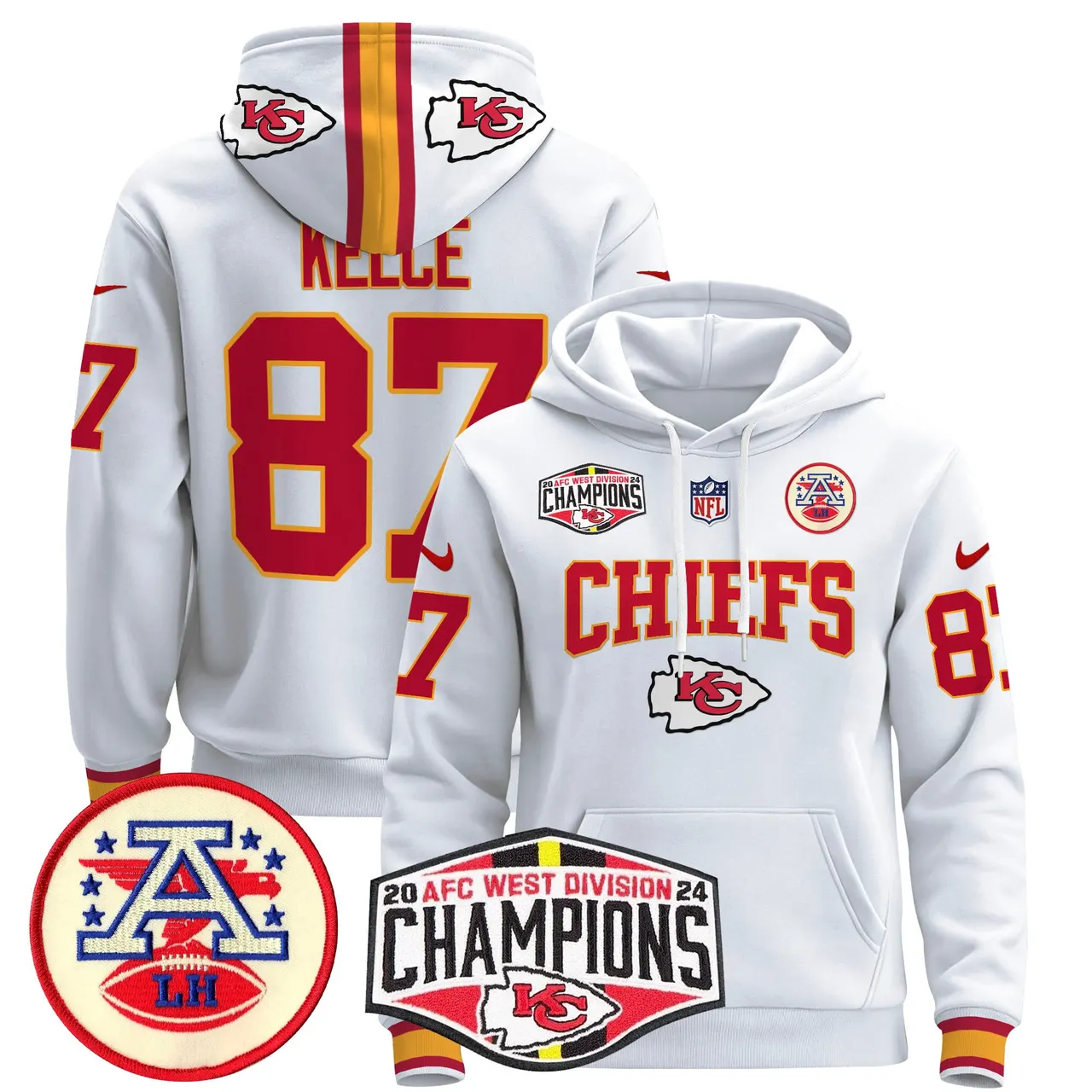 Patrick Mahomes Kansas City Chiefs Nike 2024 AFC West Division Champions Stitched Pullover Hoodie - Red - Image 11