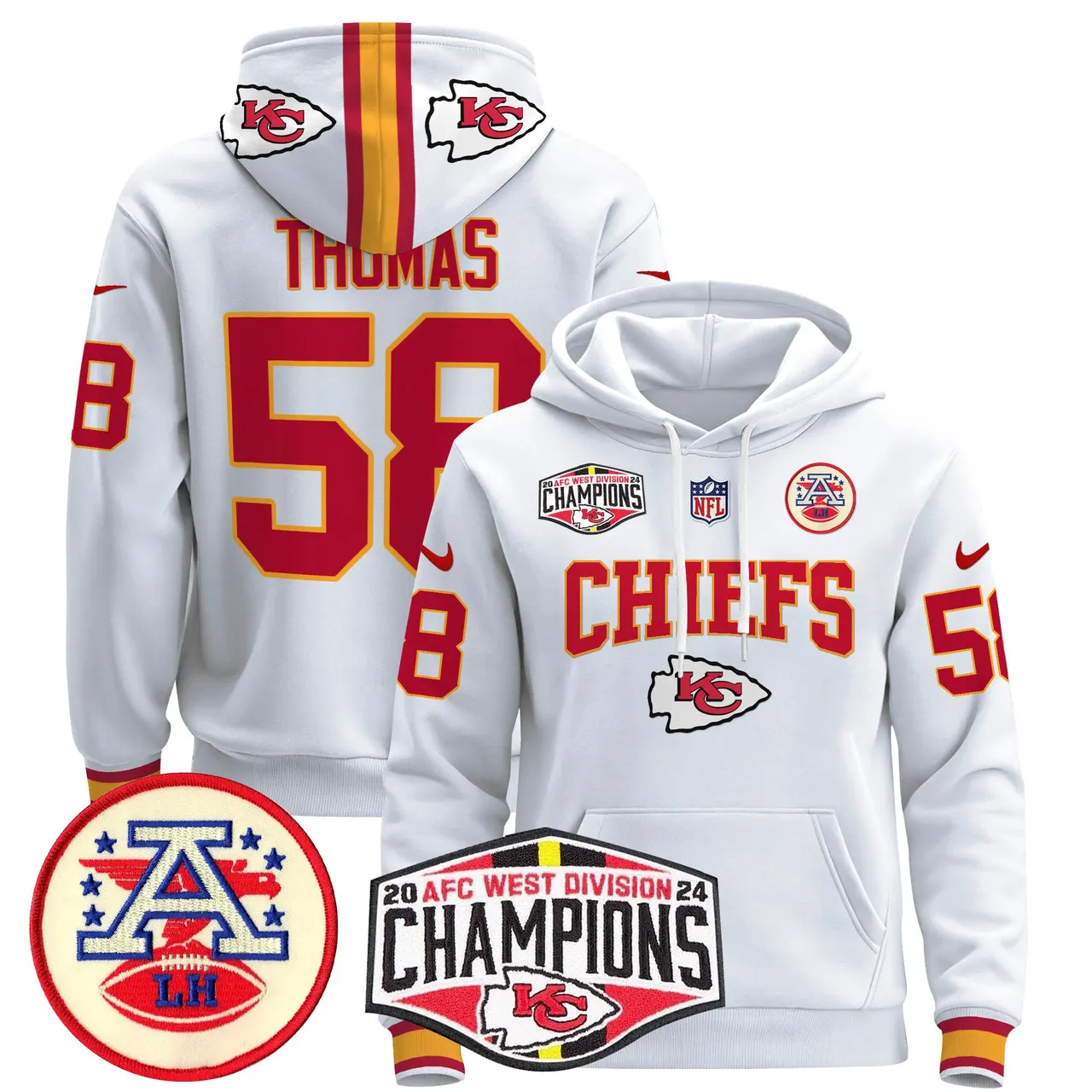 Patrick Mahomes Kansas City Chiefs Nike 2024 AFC West Division Champions Stitched Pullover Hoodie - Red - Image 12