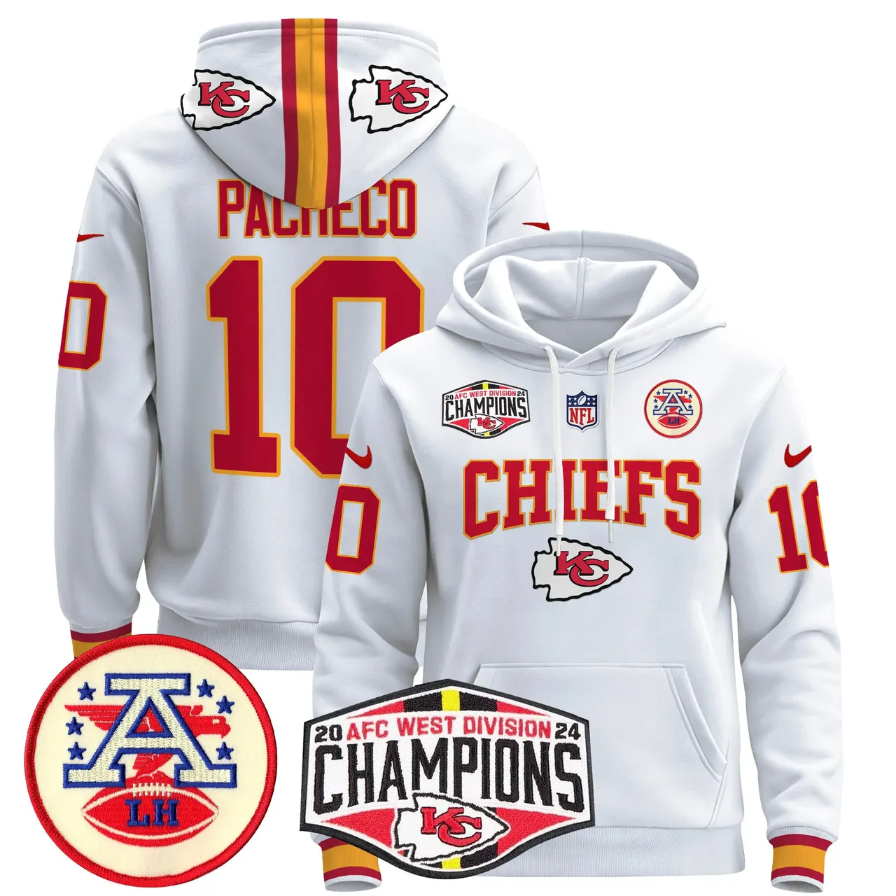 Patrick Mahomes Kansas City Chiefs Nike 2024 AFC West Division Champions Stitched Pullover Hoodie - Red - Image 13