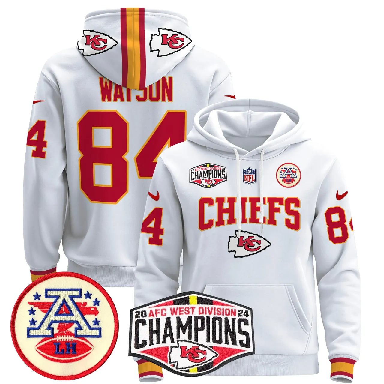 Patrick Mahomes Kansas City Chiefs Nike 2024 AFC West Division Champions Stitched Pullover Hoodie - Red - Image 14