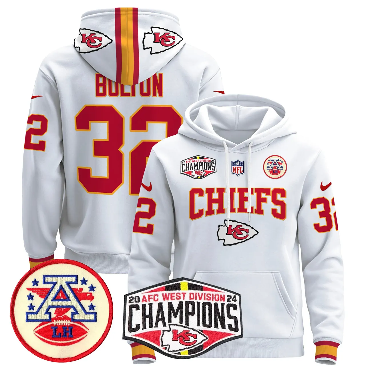Patrick Mahomes Kansas City Chiefs Nike 2024 AFC West Division Champions Stitched Pullover Hoodie - Red - Image 15