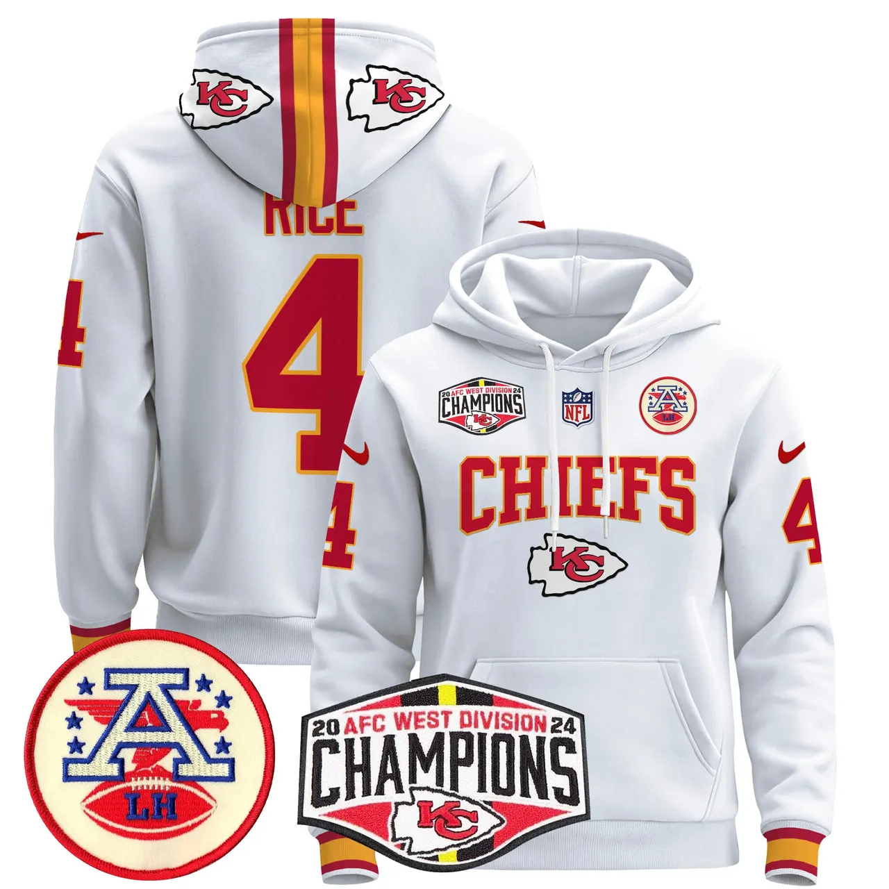 Patrick Mahomes Kansas City Chiefs Nike 2024 AFC West Division Champions Stitched Pullover Hoodie - Red - Image 16