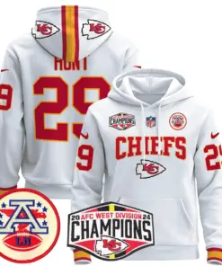 Patrick Mahomes Kansas City Chiefs Nike 2024 AFC West Division Champions Stitched Pullover Hoodie - Red - Image 17