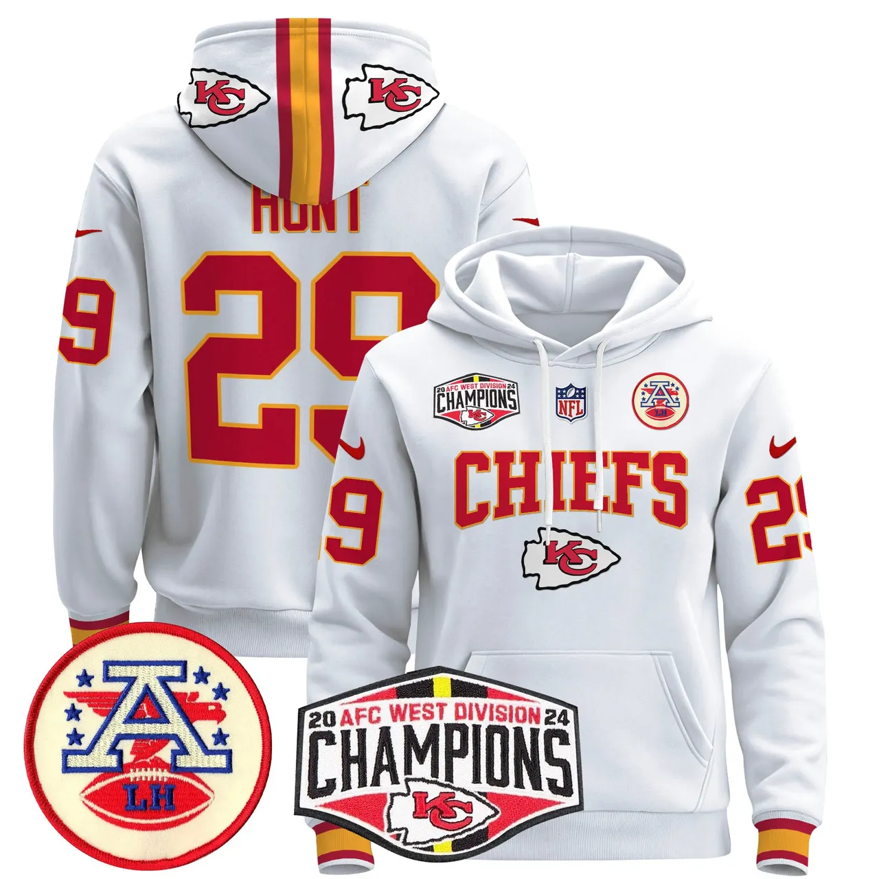 Patrick Mahomes Kansas City Chiefs Nike 2024 AFC West Division Champions Stitched Pullover Hoodie - Red - Image 17