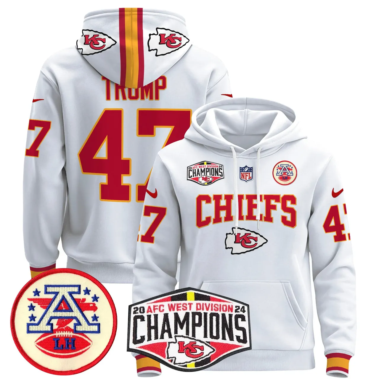 Patrick Mahomes Kansas City Chiefs Nike 2024 AFC West Division Champions Stitched Pullover Hoodie - Red - Image 18