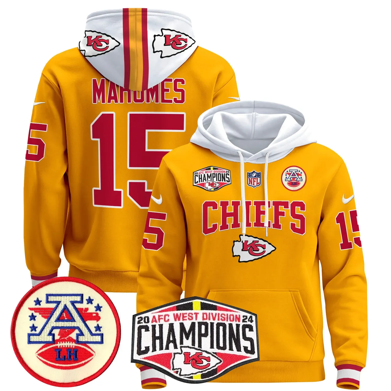Patrick Mahomes Kansas City Chiefs Nike 2024 AFC West Division Champions Stitched Pullover Hoodie - Red - Image 19
