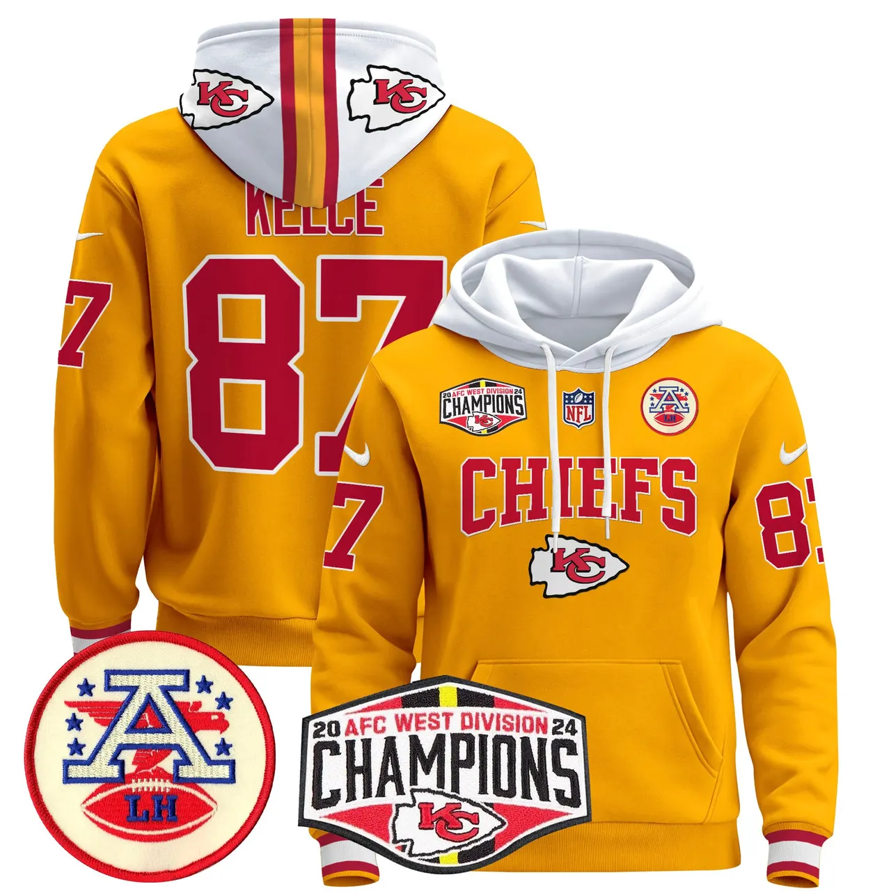Patrick Mahomes Kansas City Chiefs Nike 2024 AFC West Division Champions Stitched Pullover Hoodie - Red - Image 20