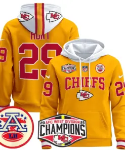 Patrick Mahomes Kansas City Chiefs Nike 2024 AFC West Division Champions Stitched Pullover Hoodie - Red - Image 26