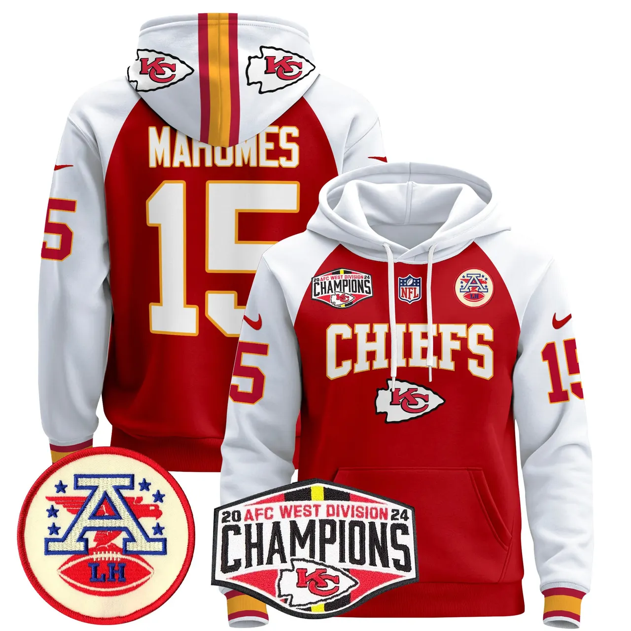 Patrick Mahomes Kansas City Chiefs Nike 2024 AFC West Division Champions Stitched Pullover Hoodie - Red - Image 28
