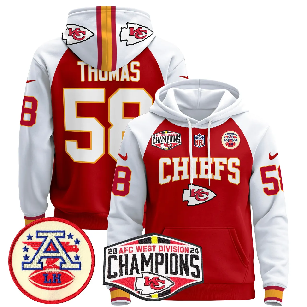 Patrick Mahomes Kansas City Chiefs Nike 2024 AFC West Division Champions Stitched Pullover Hoodie - Red - Image 30