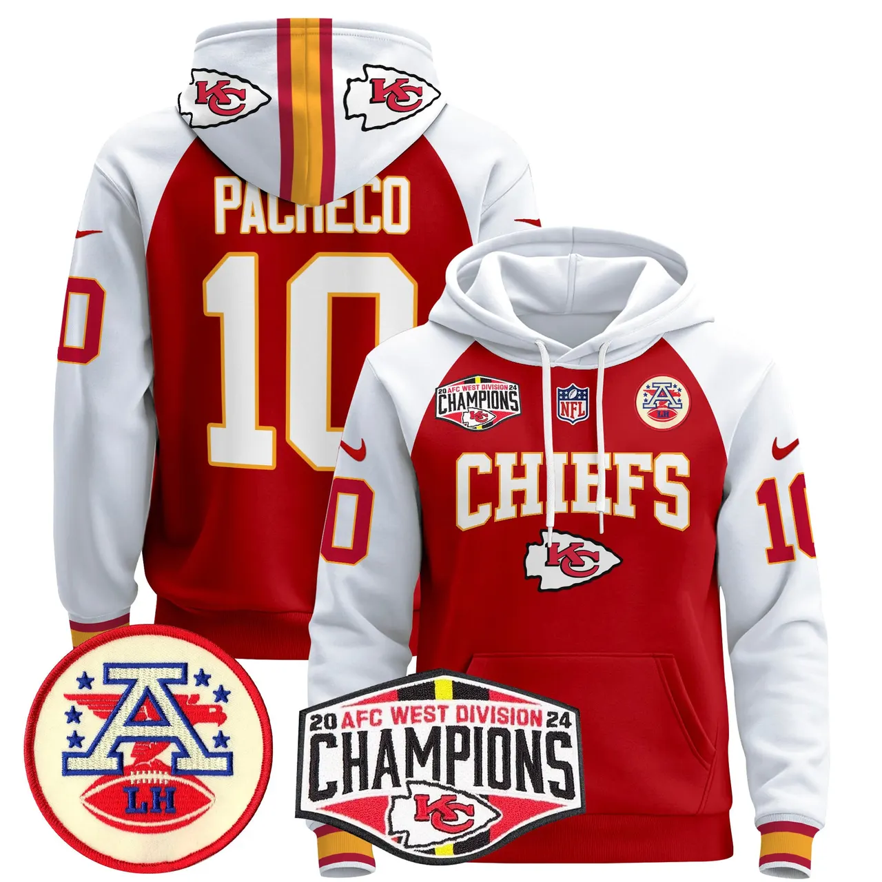 Patrick Mahomes Kansas City Chiefs Nike 2024 AFC West Division Champions Stitched Pullover Hoodie - Red - Image 31