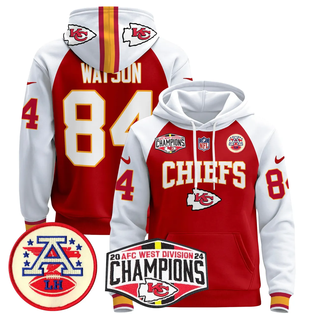 Patrick Mahomes Kansas City Chiefs Nike 2024 AFC West Division Champions Stitched Pullover Hoodie - Red - Image 32